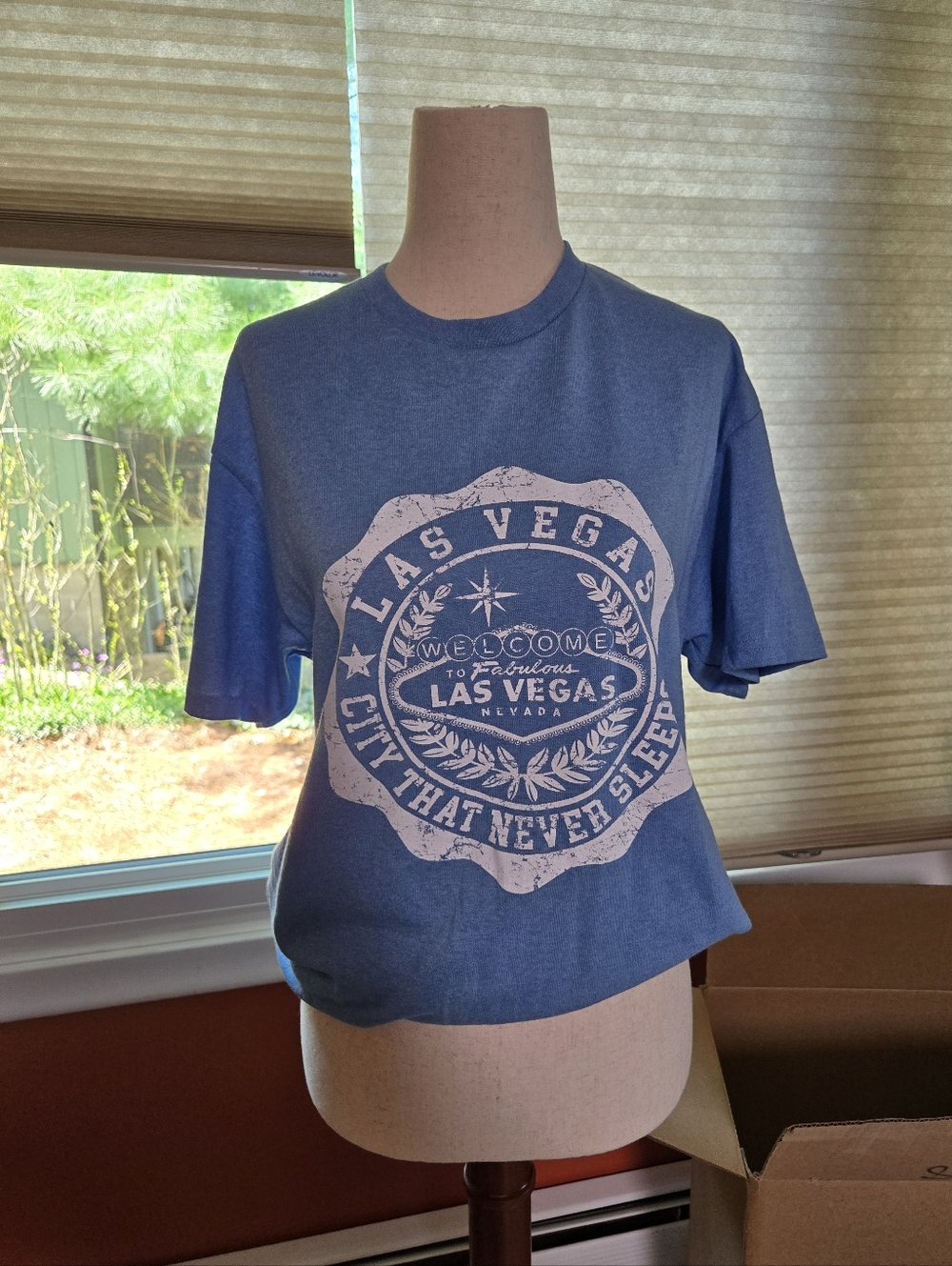 Delta Light Blue Crewneck Tee with White Las Vegas Seal